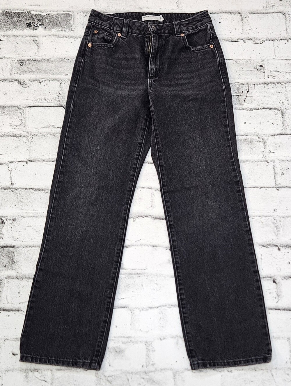 Garage Denim 90s Straight Jeans Size 1 Black High Rise Organic Cotton